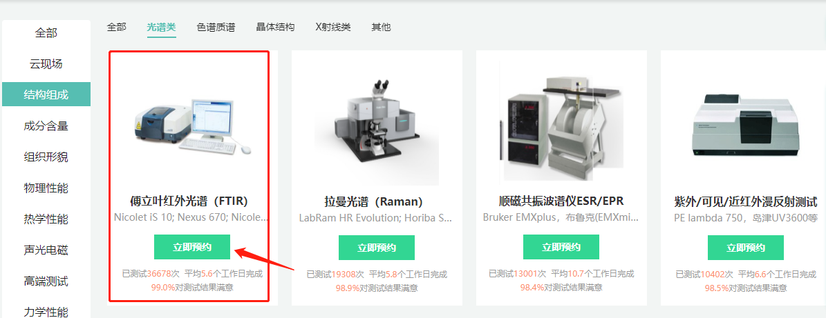 具体测试项目
方式二：第一步，进入http://www.shiyanjia.com，选择测试项目->立即预约